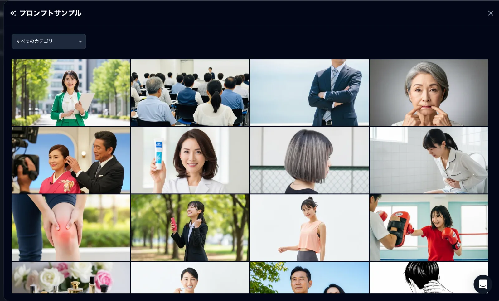 プロンプトサンプル画面